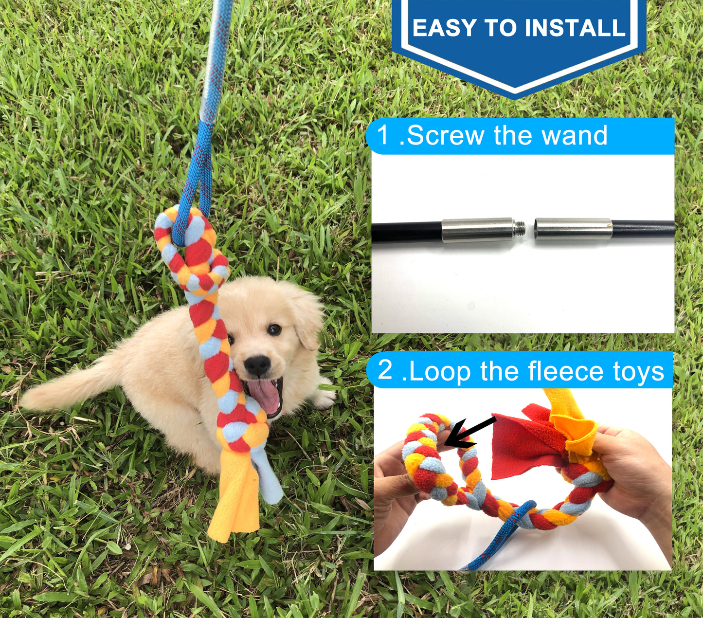 Interactive Dog Toys Dog Flirt Pole Toy Dog Chase And Tug Of War Toy Dog  Teaser Wand With Lure Chewing Toy For Outdoor Dogs Exercise, Training And  Pla